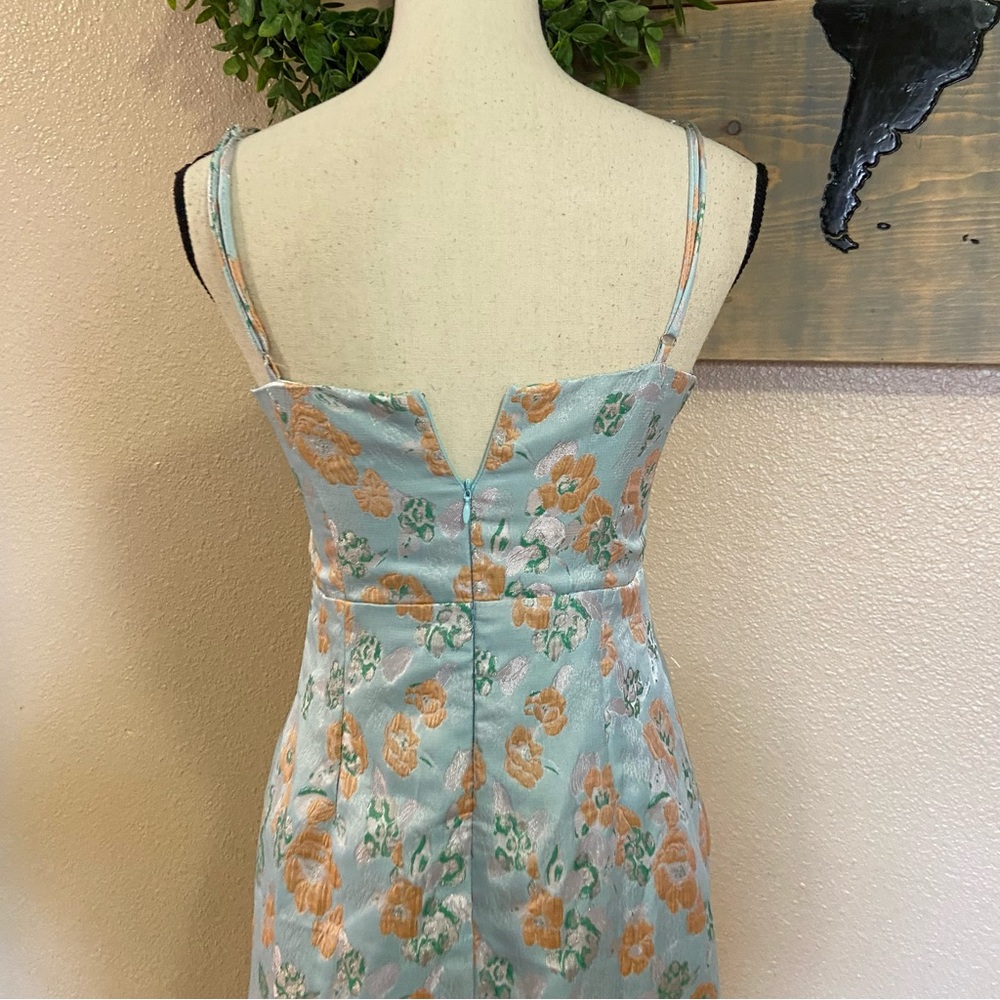 NWOT Lulus Enviable Aesthetic Light Blue Floral Jacquard Bustier Midi Dr… - Picture 5 of 11